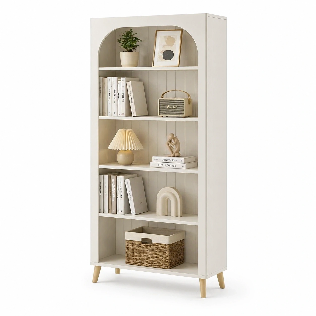 Bibliotheque blanche avec arche